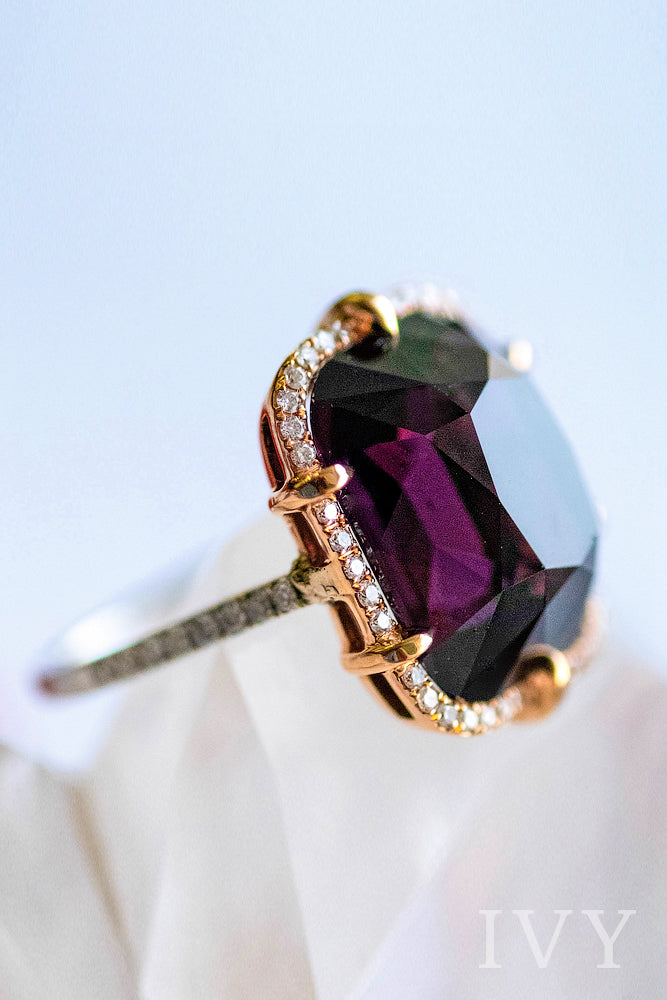 18K Purple Spinel Diamond Fountain Ring — Lovélle Jewellery